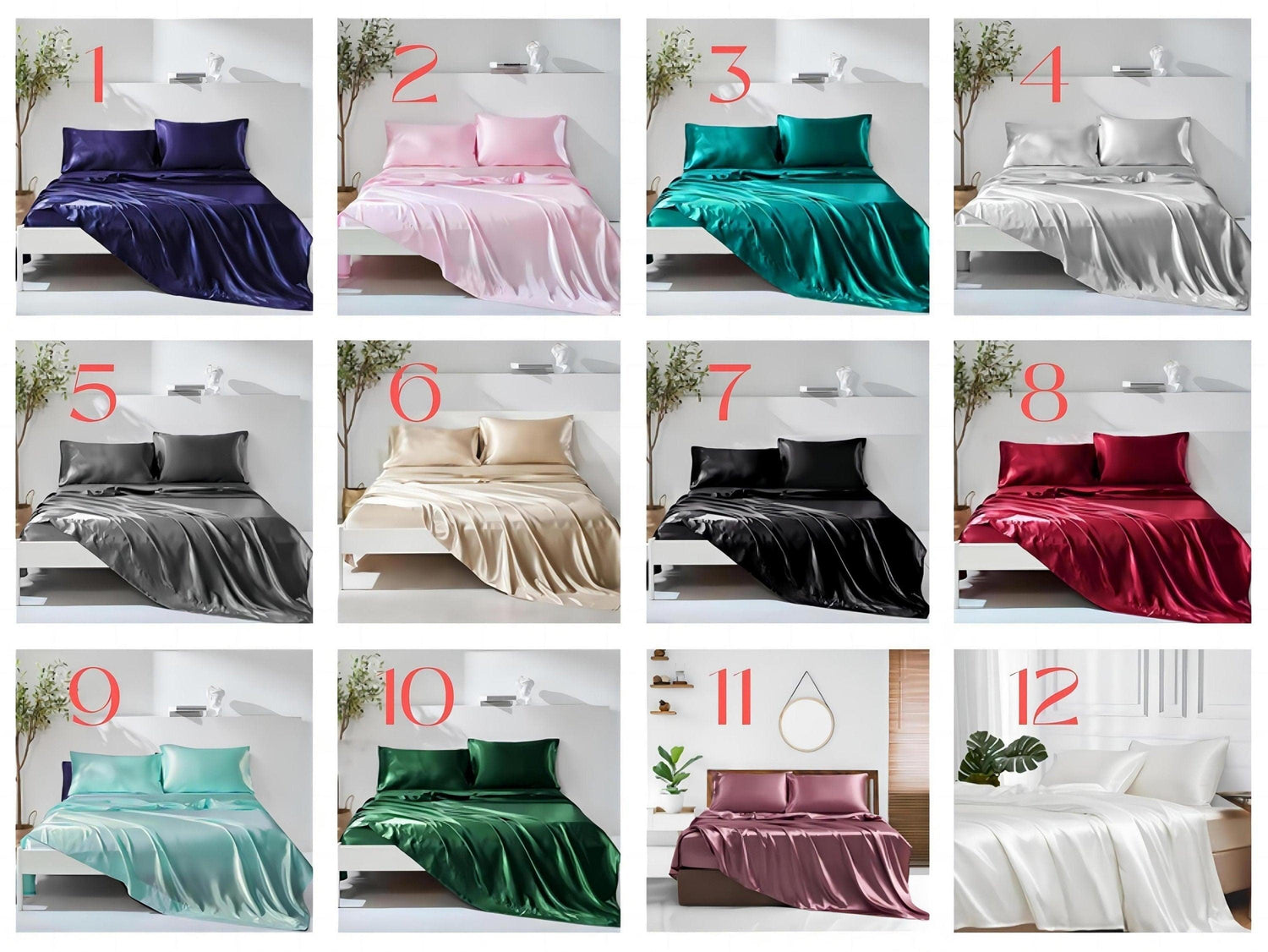 Sophisticated Minimalist Satin Bedding/Unique Encryption Weaving/Satin Bedding Set 4 Pic/Ideal Housewarming Gift for any Bed Size