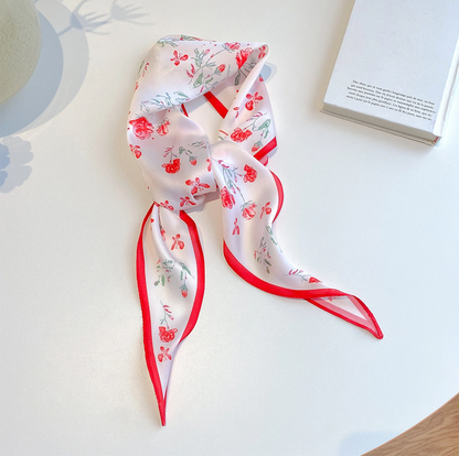 Japanese style floral spring and summer triangular diamond scarf, Rustic style small neckerchief, Tie wrap scarf