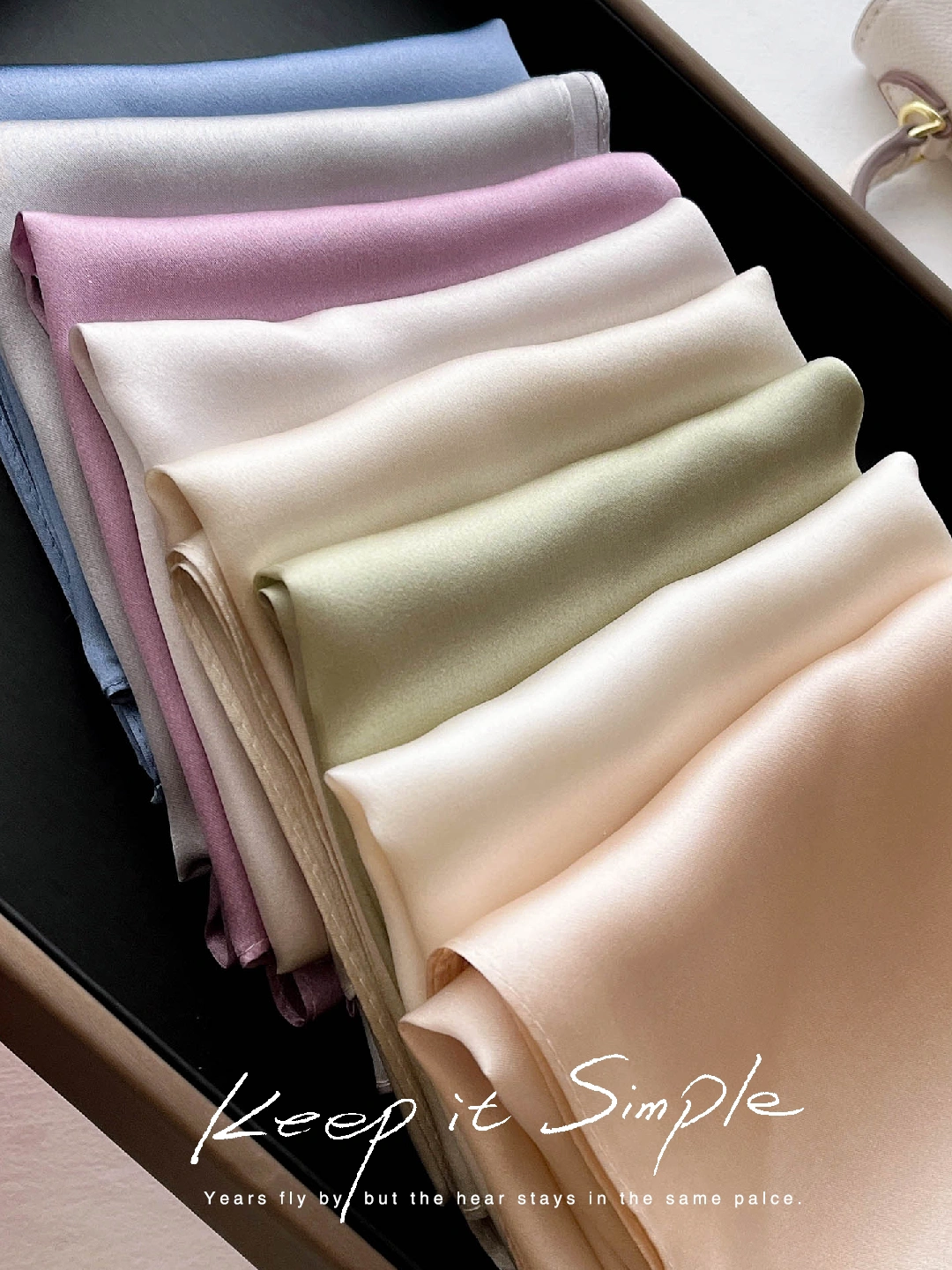 Elegant thin solid color silk scarf / Minimalist 53cm square scarf / 100% Mulberry Silk Scarf / Gift for her