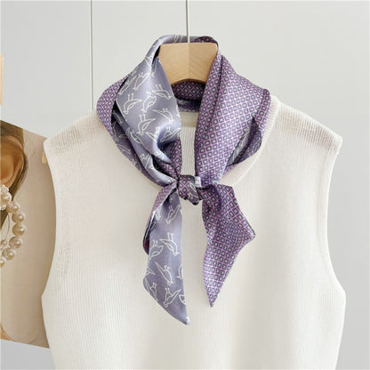 Double-Sided Mulberry Silk Ribbon Scarf - Purple Simple Elegance for Spring &amp; Summer