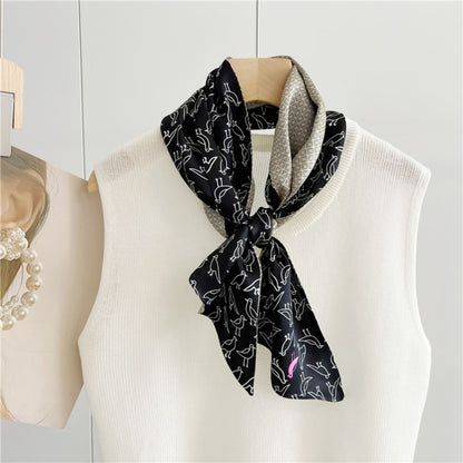 Double-Sided Mulberry Silk Ribbon Scarf - Purple Simple Elegance for Spring &amp; Summer