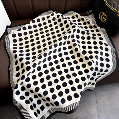 French black and white polka dots mulberry silk scarf/65CM 100% mulberry silk scarf/Silk shawl/Gift for her