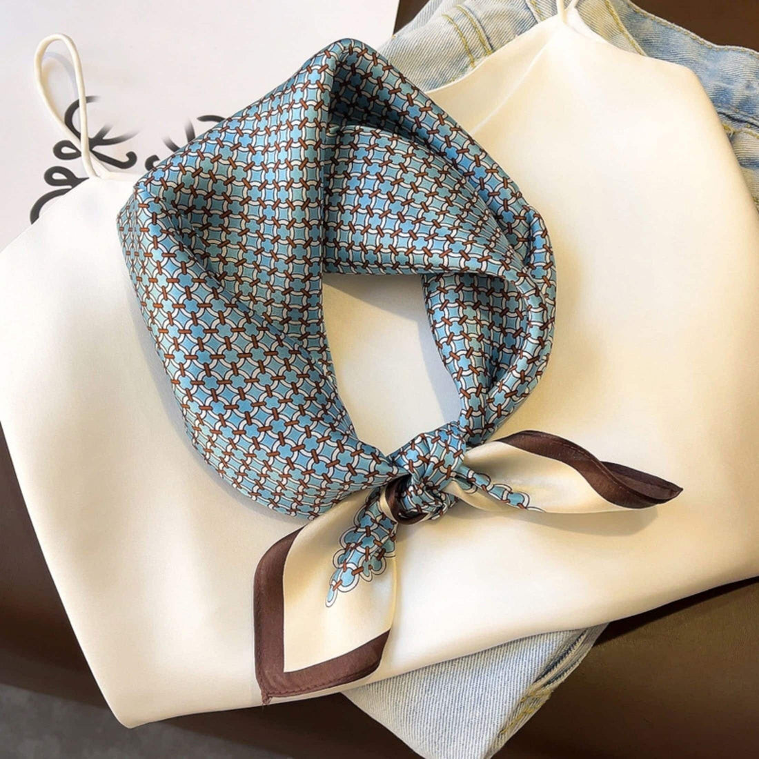 Blue Polka Dot 100% mulberry Silk Scarf/Silk head scarf/Silk hair scarf/Silk neck scarf/Mother&