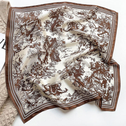 Vintage Forest Print 100% mulberry Silk Scarf/Silk head scarf/Silk hair scarf/Silk neck scarf/Mother&