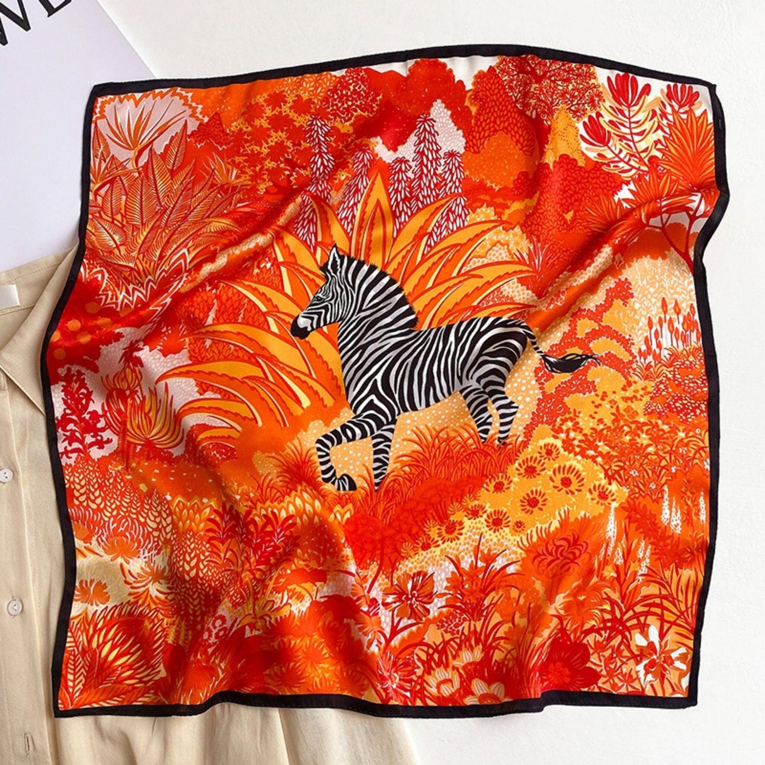 Zebra pattern 100% mulberry Silk Scarf/Silk head scarf/Silk hair scarf/Silk neck scarf/Mother&