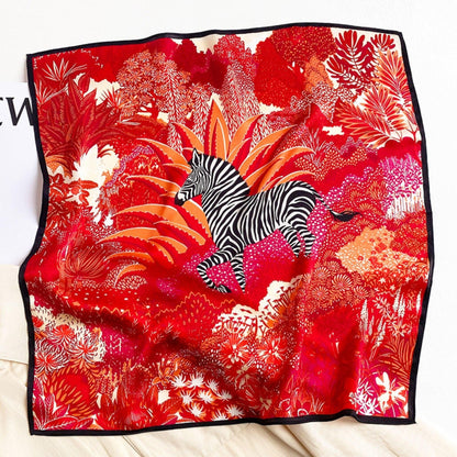 Zebra pattern 100% mulberry Silk Scarf/Silk head scarf/Silk hair scarf/Silk neck scarf/Mother&