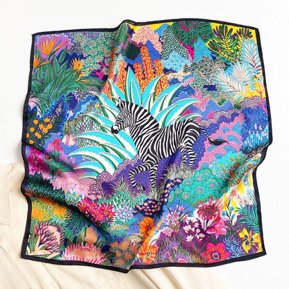 Zebra pattern 100% mulberry Silk Scarf/Silk head scarf/Silk hair scarf/Silk neck scarf/Mother&