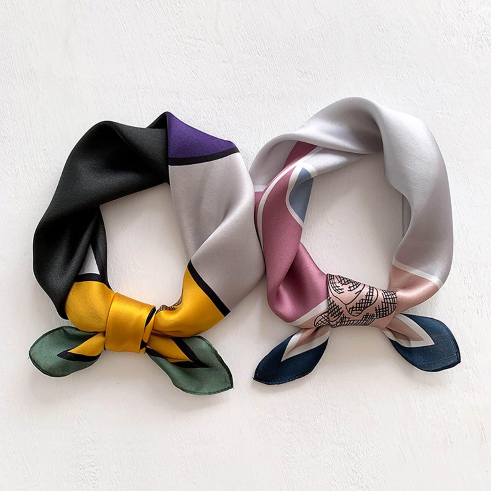 Color contrast 100% mulberry Silk Scarf/Silk head scarf/Silk hair scarf/Silk neck scarf/Mother&