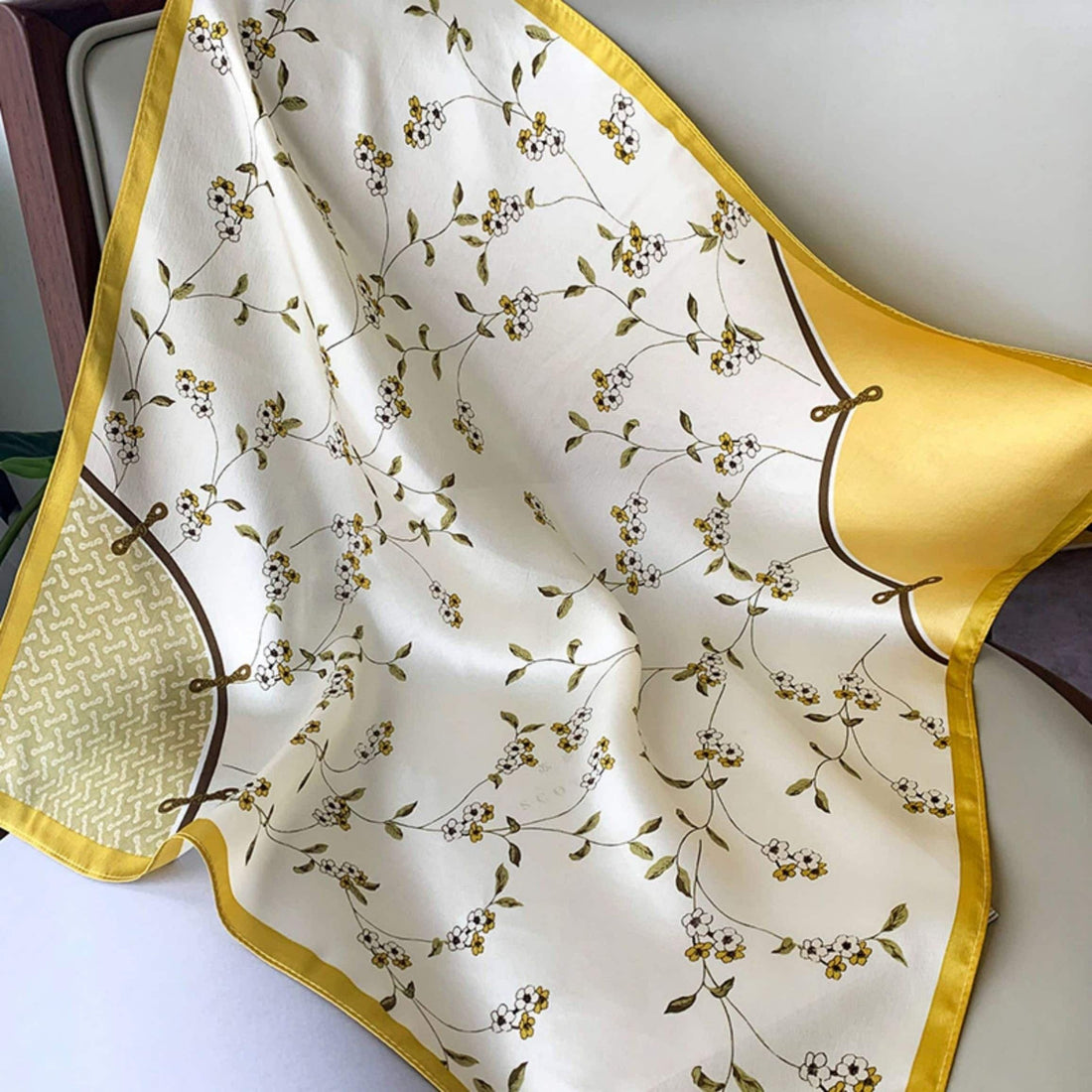 Elegant Flora 100% Mulberry Silk Scarf/Silk head scarf/Silk hair scarf/Silk neck scarf/Mother&