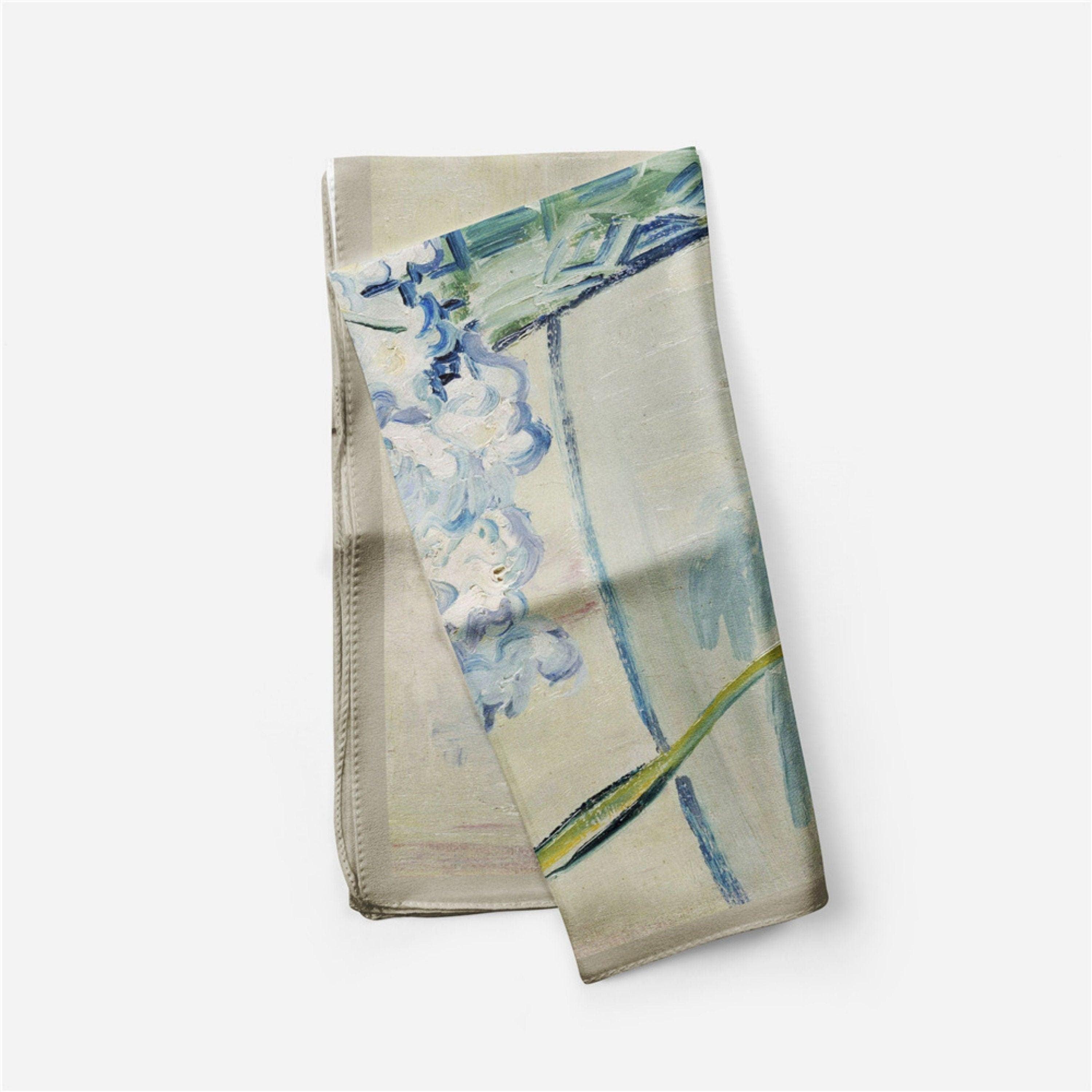 Oil painting scarf/100% Vegan Silk Scarf/Silk head scarf/55*55cm/Silk hair scarf/Silk neck scarf/Silk bandana/Bag Accessory/Gift for her