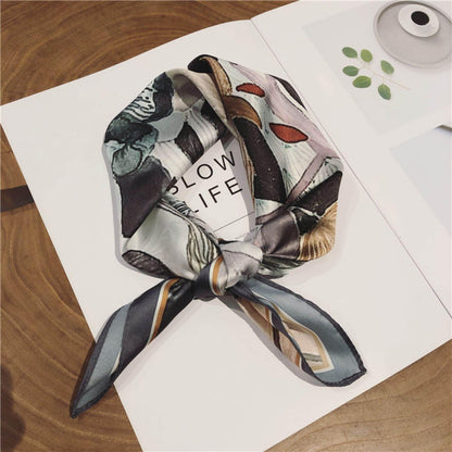 Dark Flowers 100% Vegan Silk Scarf/Silk head scarf/55*55cm/Silk hair scarf/Silk neck scarf/Silk bandana/Bag Accessory/Gift for her