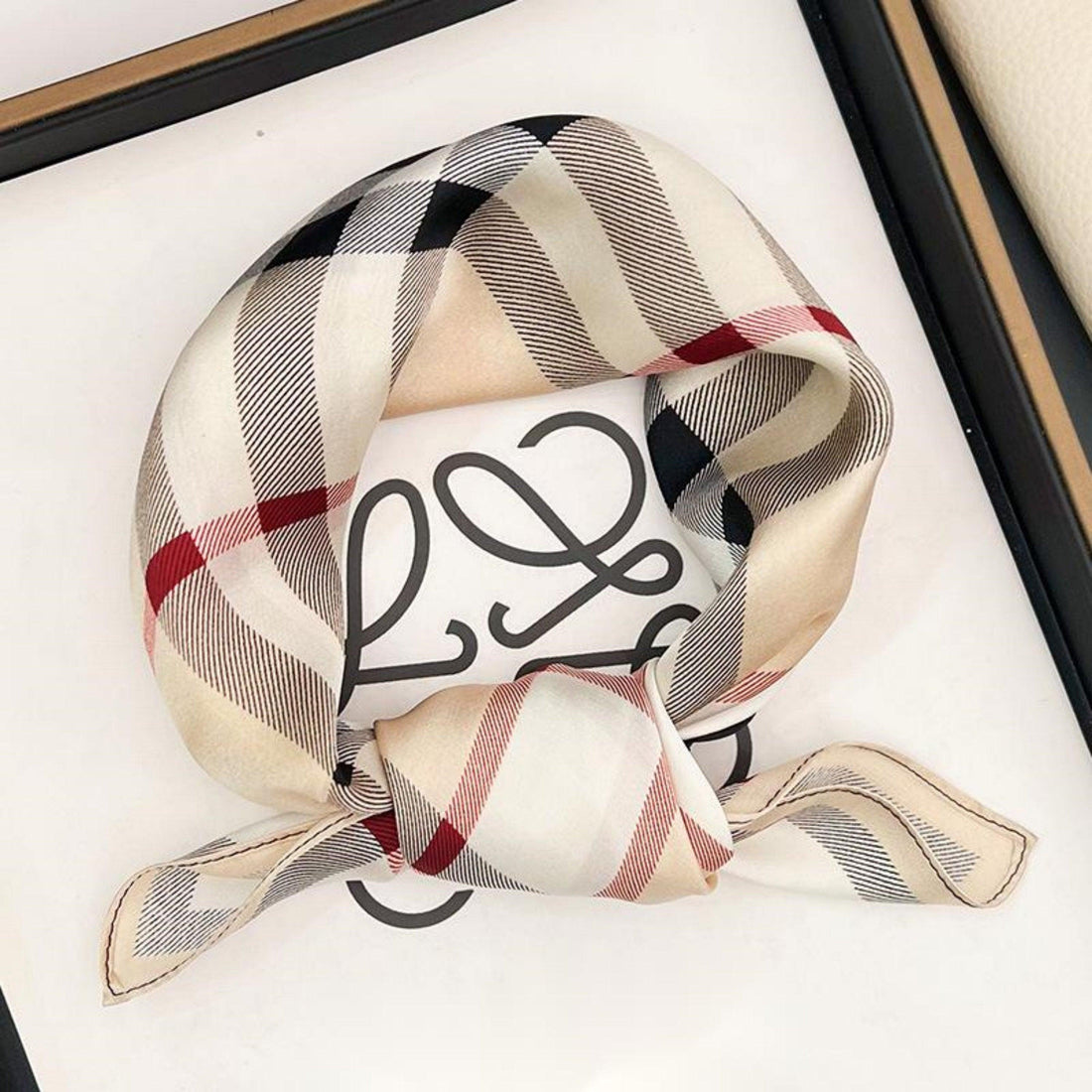 Simple Plaid 100% Mulberry Silk Scarf/Silk head scarf/Silk hair scarf/Silk neck scarf/Mother&