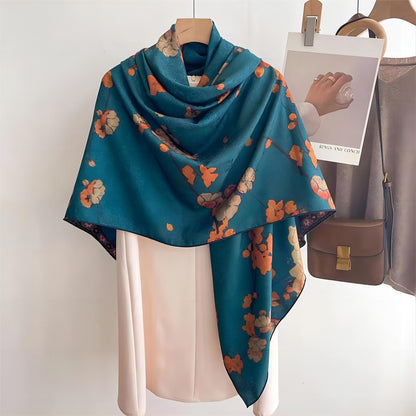 Japanese Aesthetics Series Double-Sided Jacquard Scarf/Elegant 140x140cm Square Scarf/Extra Large Shawl for Women/Versatile Gift for Her